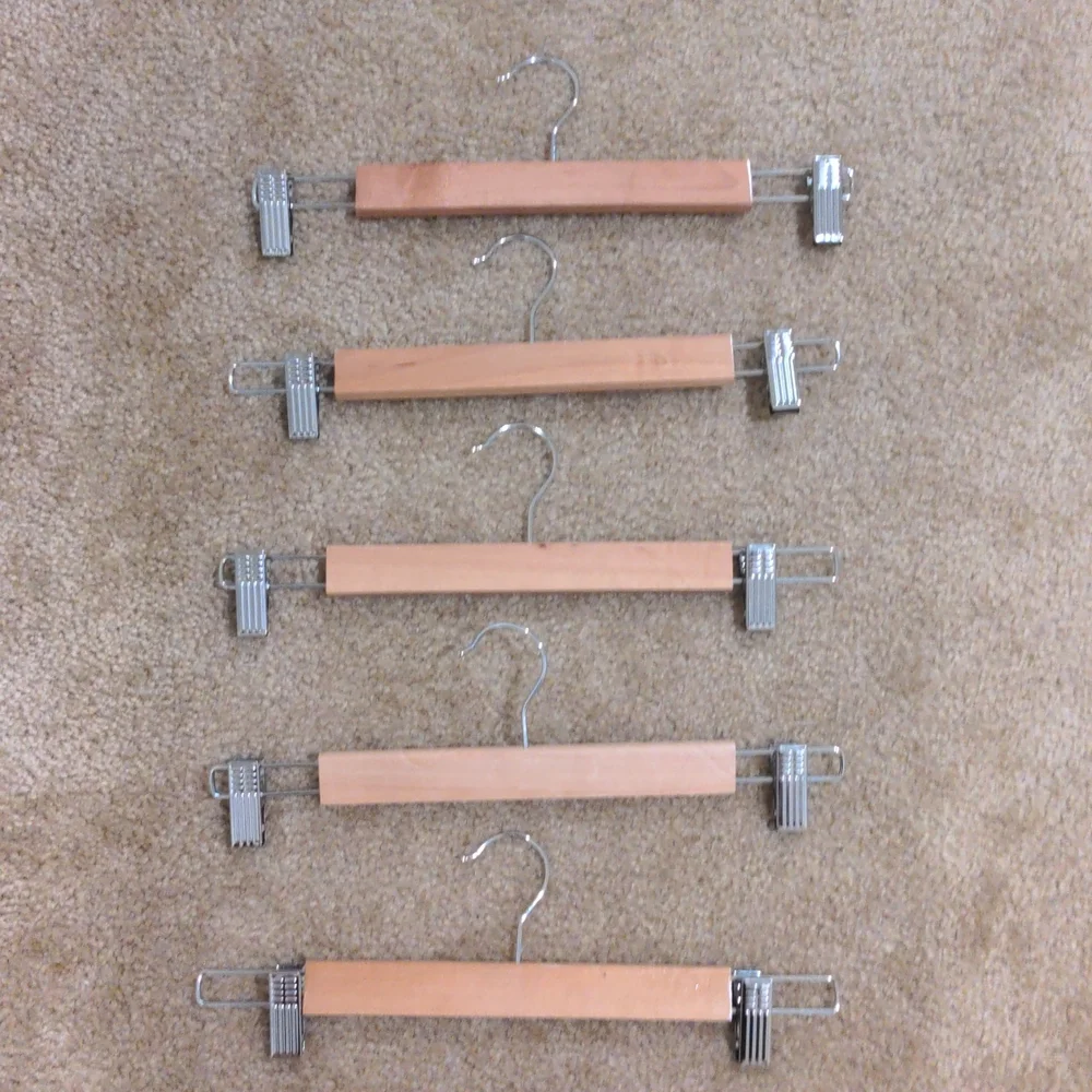 Wooden pants hangers, Five hangers
